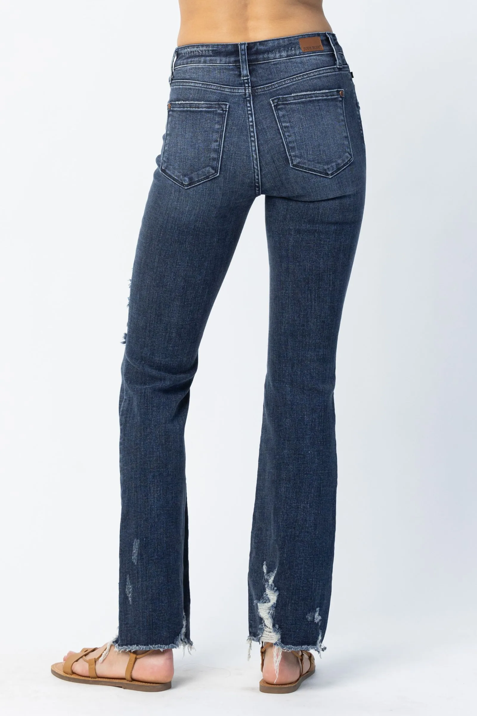 A Little Boot Scooting Judy Blue Midrise Destroy Slim Bootcut Jeans