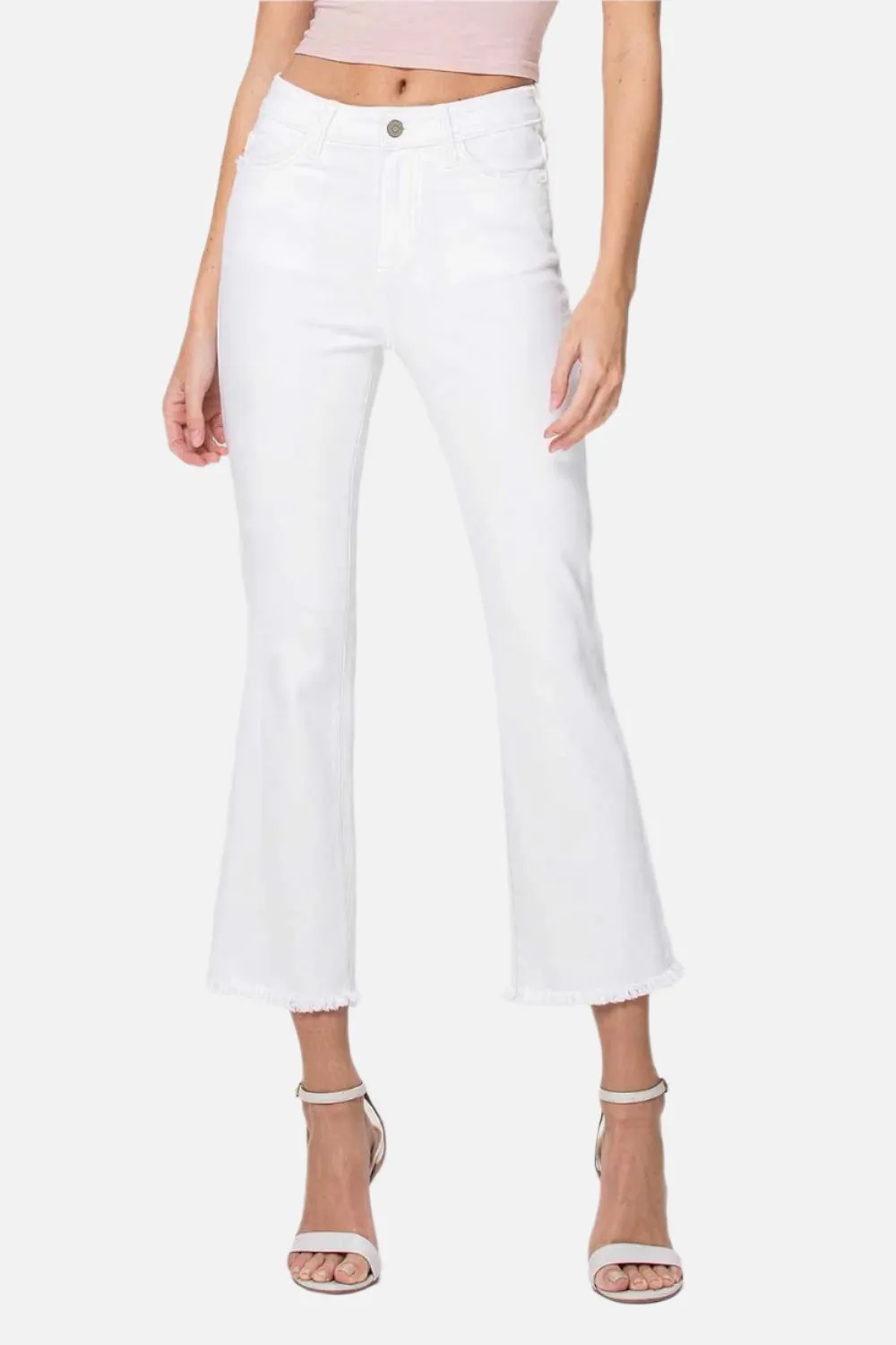 Bailey High Rise Raw Hem Crop Flare Jeans