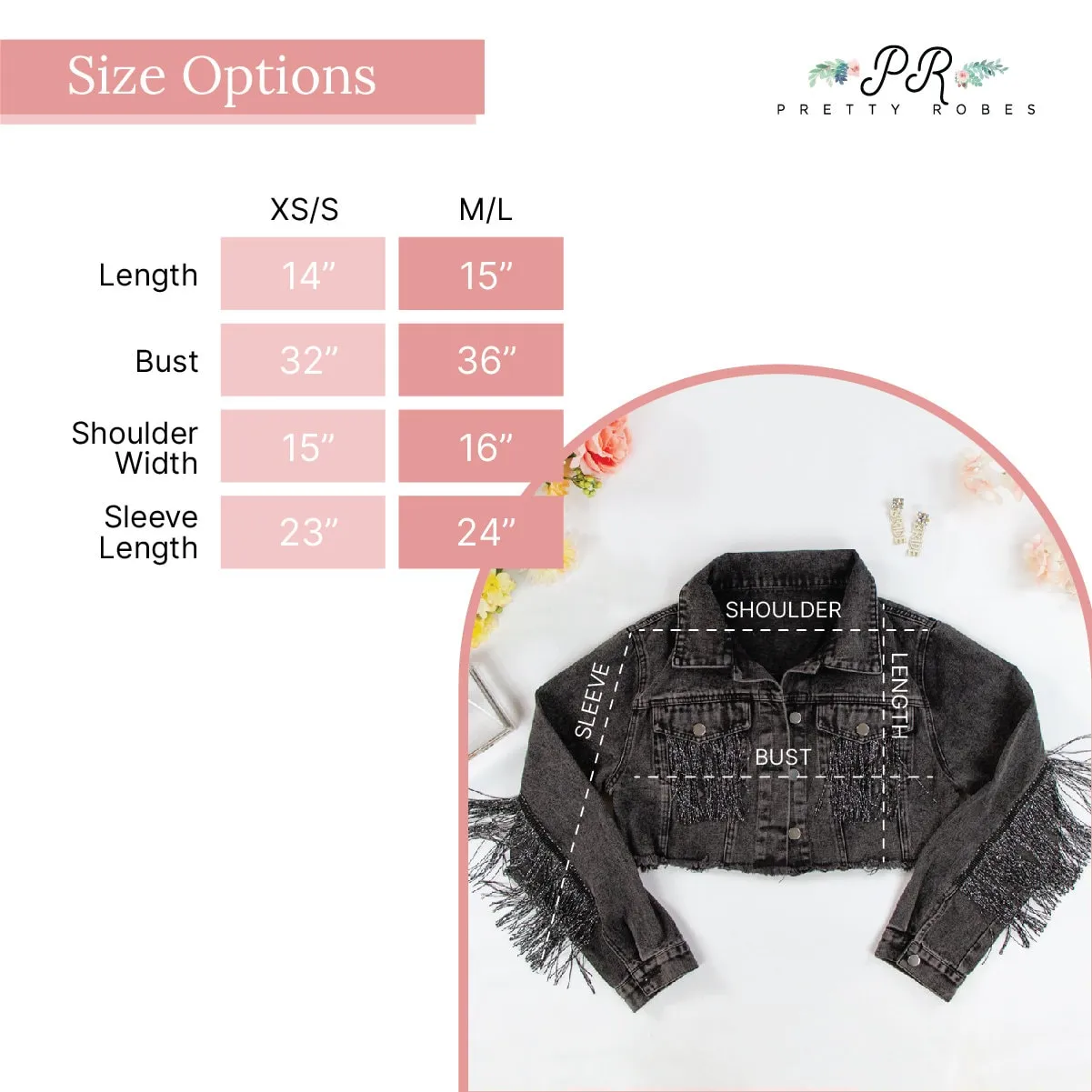 (Black Fringe) Bride Patch Denim Jacket