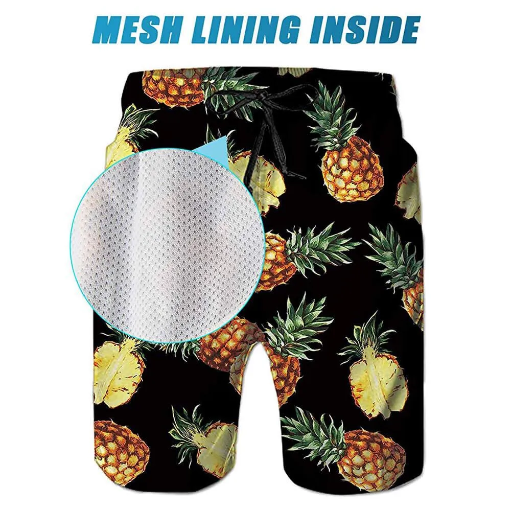 Black Pineapple Funny Swim Trunks