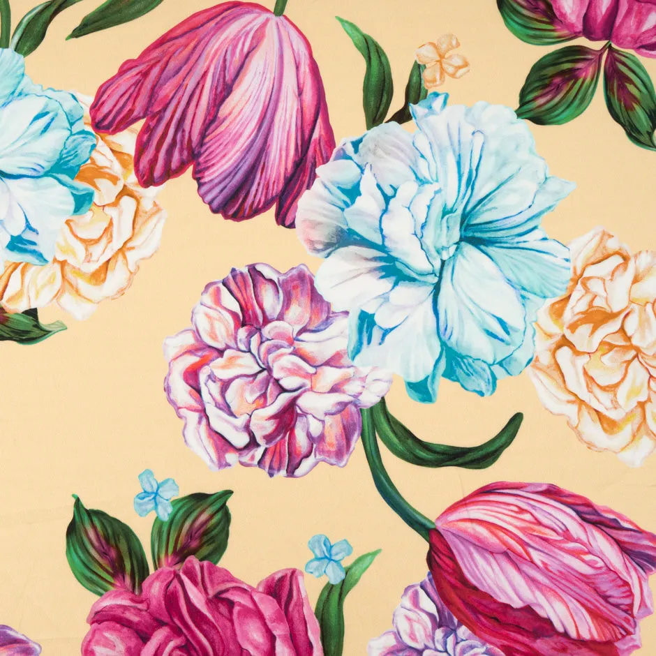 Bold Floral Printed Vanilla Luxury Cotton