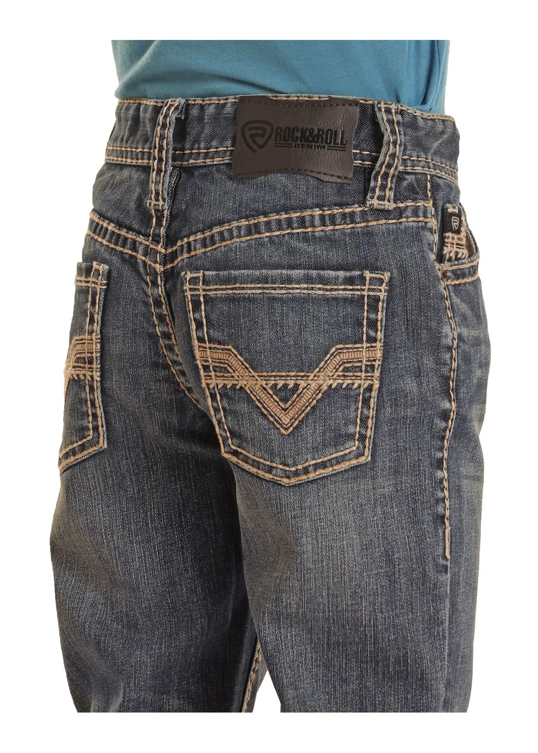 Boy's Rock & Roll Two Tone Rope Stitch Boot Cut Jean