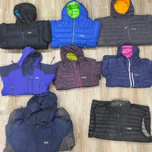 Branded Rab Puffer jackets—8 pieces