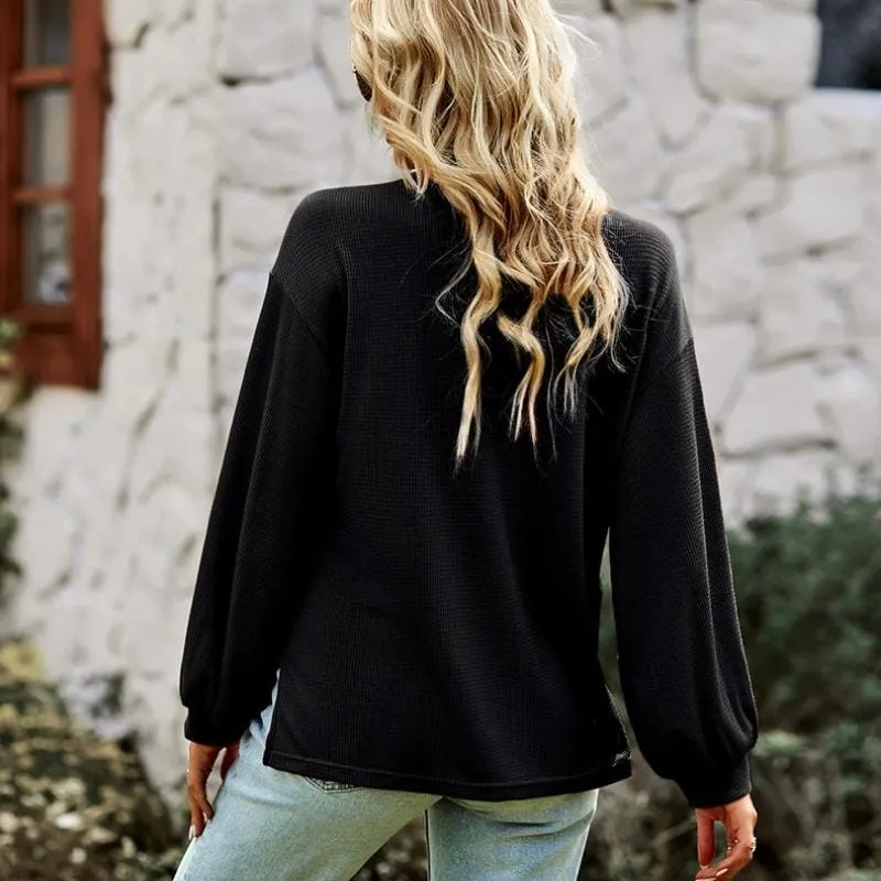 Casual Plain Pullover Blouses Basic Tops