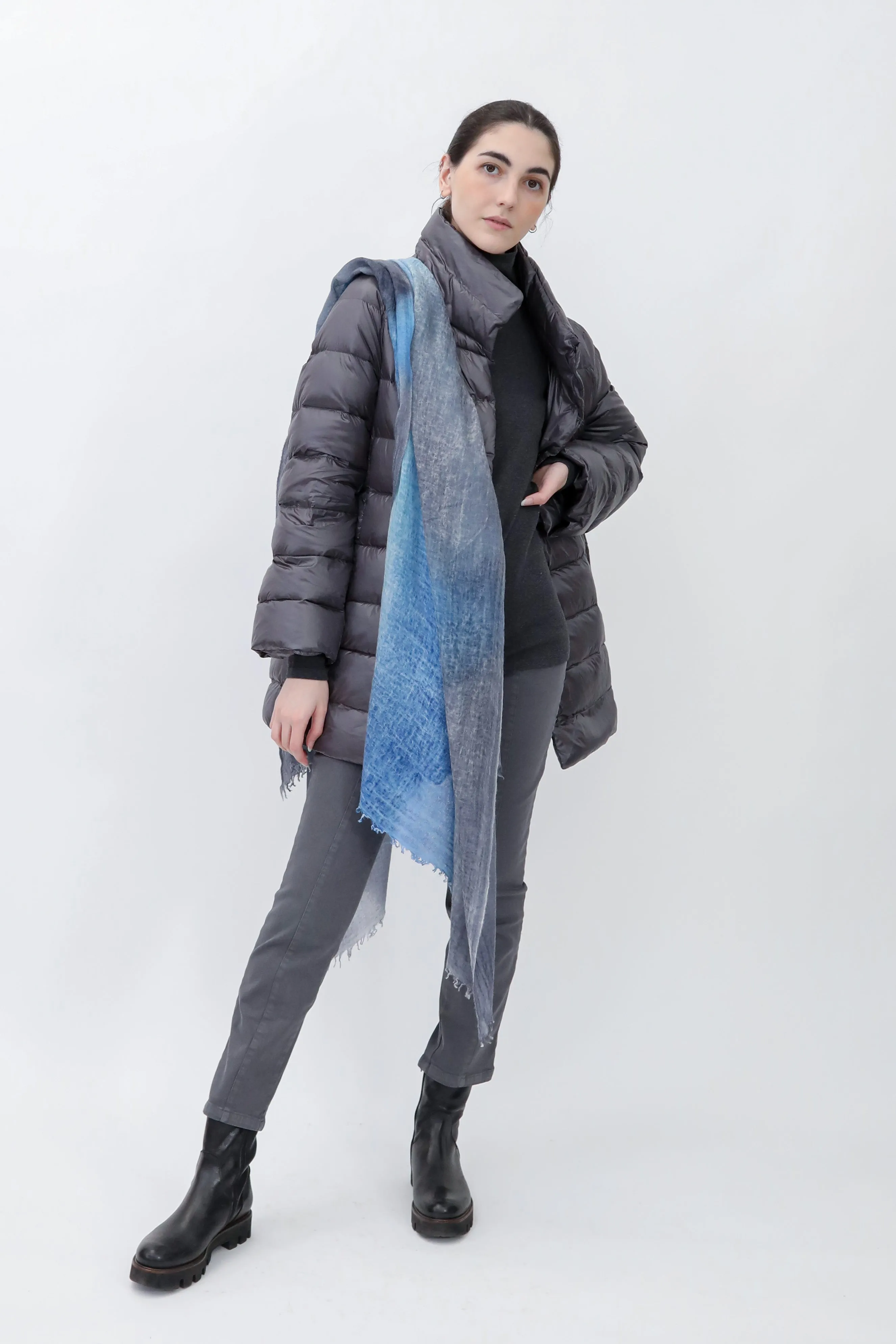 CHARCOAL MAVI SCARF IN HAND DYED CASHMERE