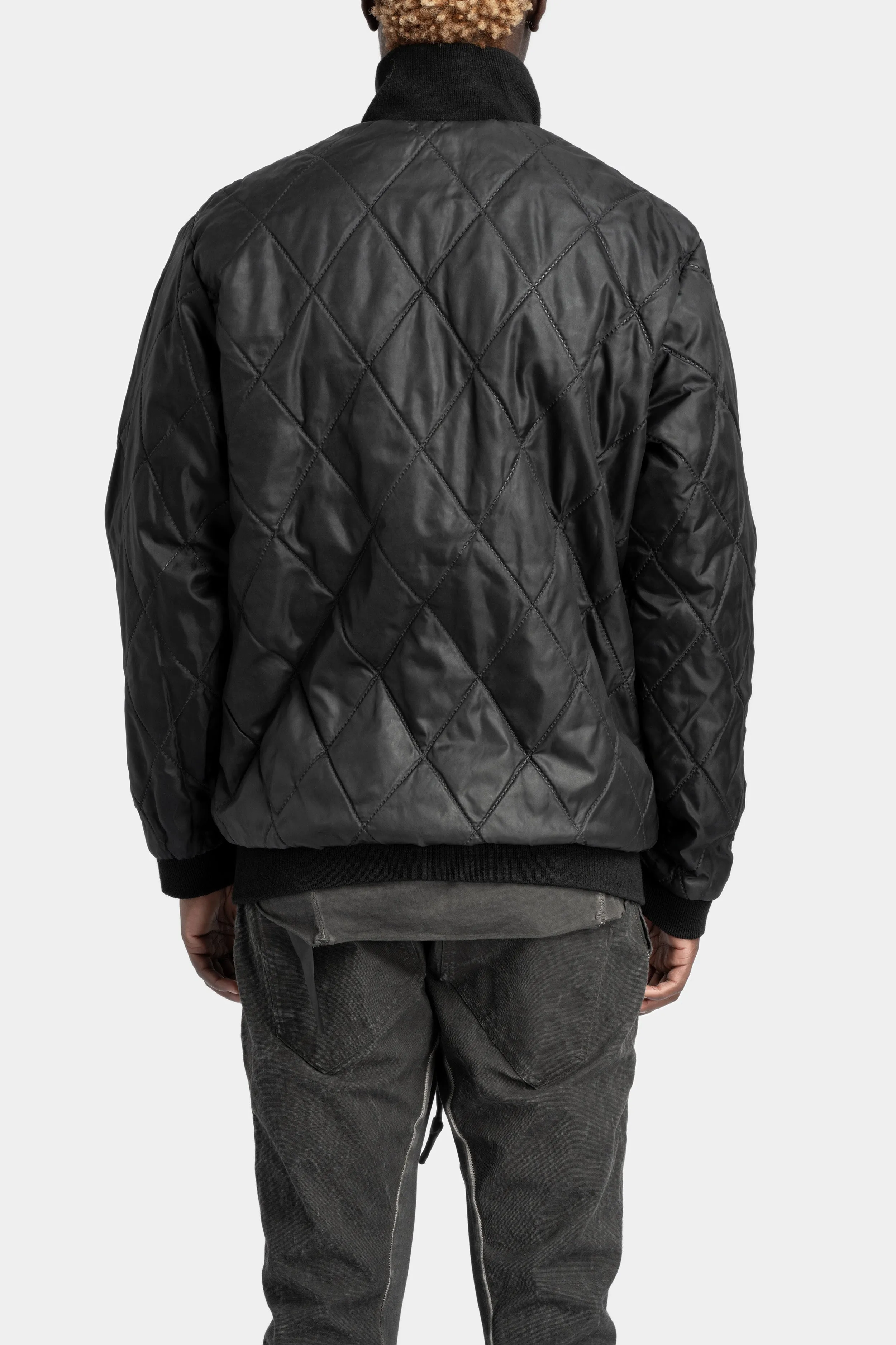 Coated reversible bomber jacket