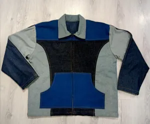 CR500 Men reworked Multi color Denim Jacket Made using different Denim Pants