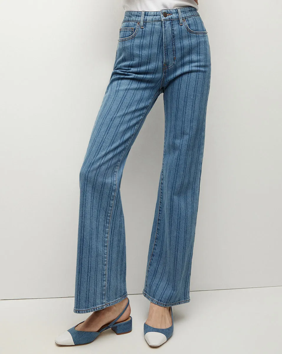 Crosbie Striped Loafer Length Wide-Leg Jean