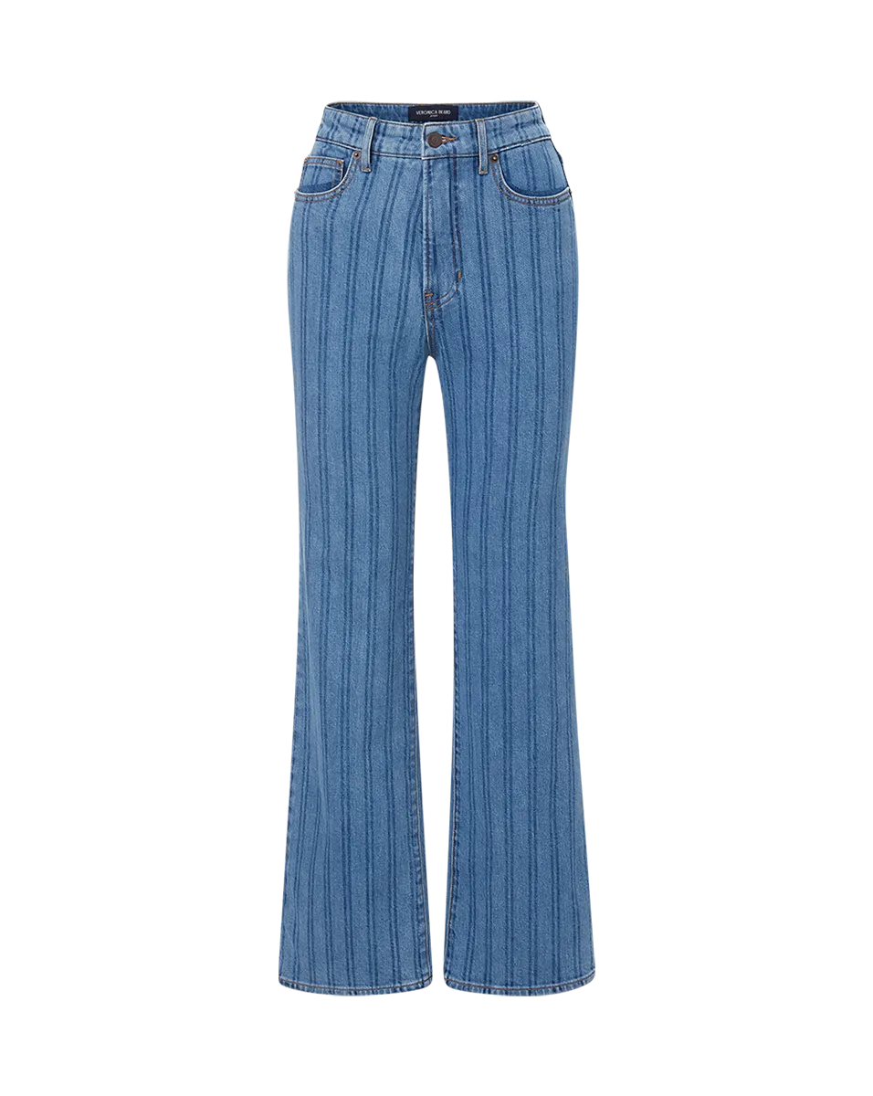 Crosbie Striped Loafer Length Wide-Leg Jean