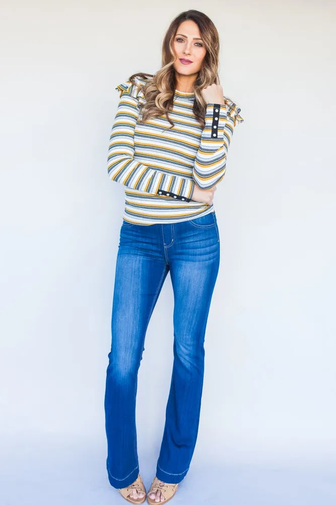 Denim Flares in Light Blue