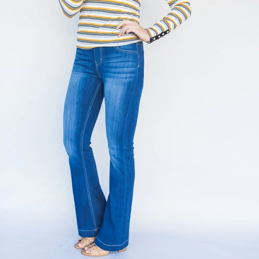 Denim Flares in Light Blue