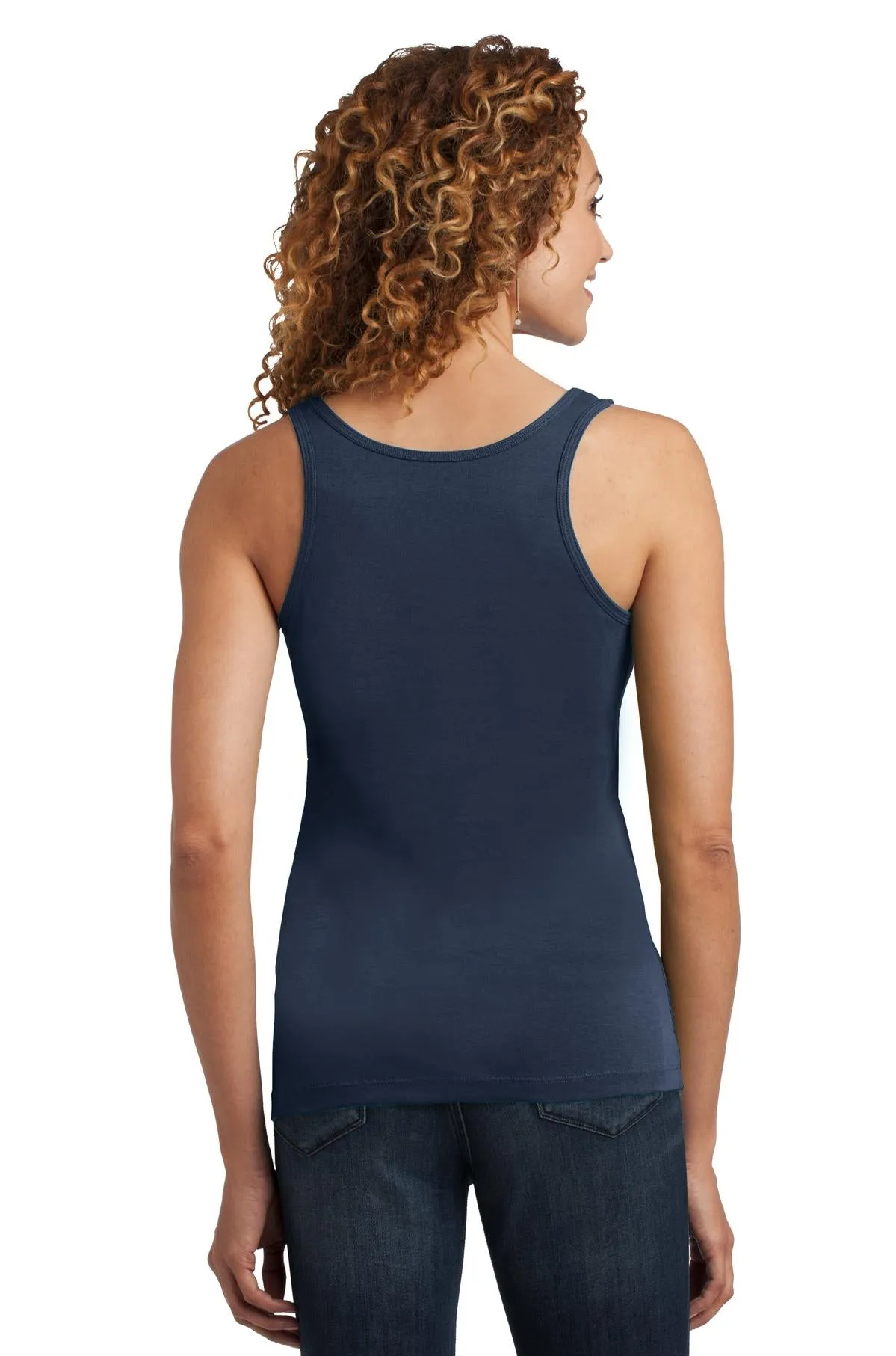 District Made Ladies Mini Rib Racerback Tank. DM403