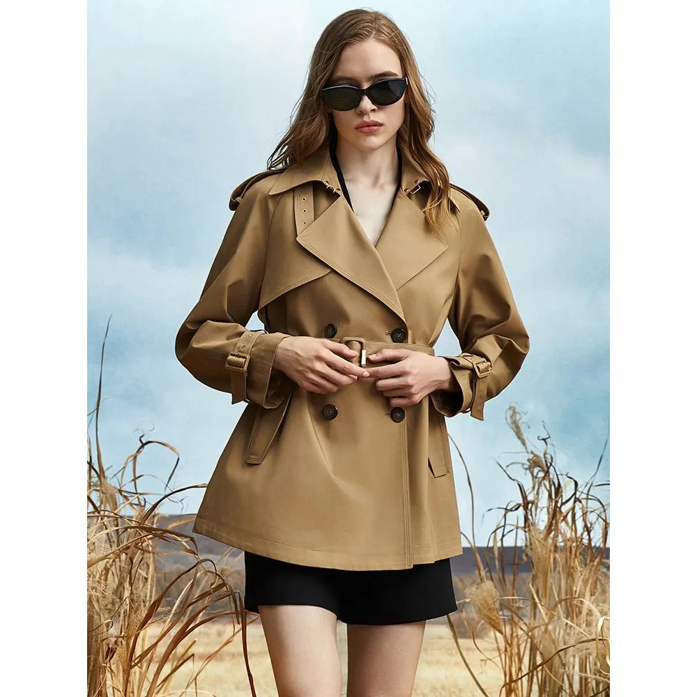 Double Breasted Cropped Trench Coat