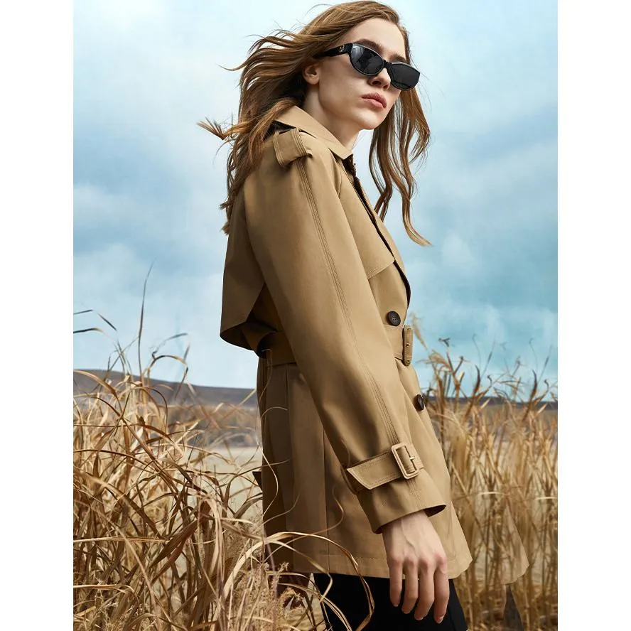 Double Breasted Cropped Trench Coat