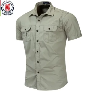 Fredd Marshall New Men's Military Style Shirt Short Sleeve Cargo Shirts Pocket 55889