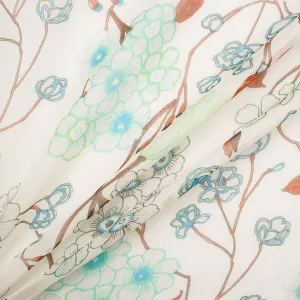 Green Floral Laminated Silk Chiffon