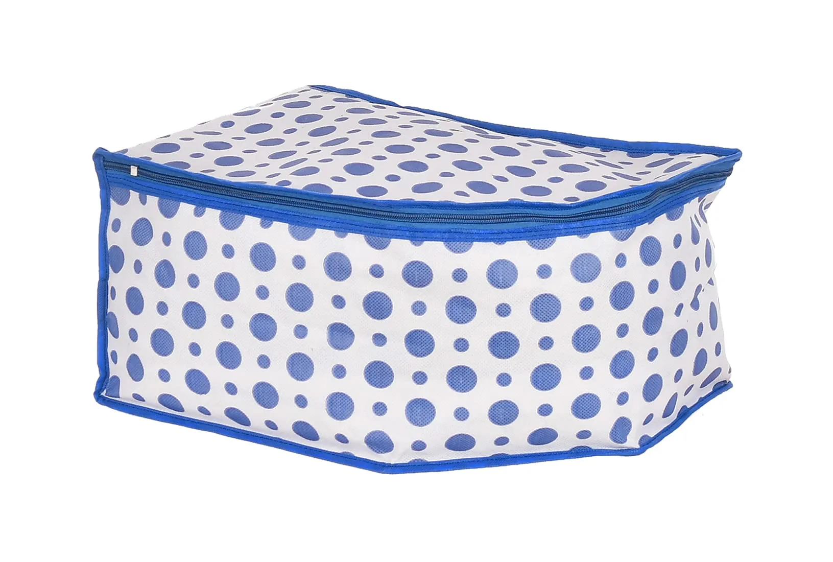 Kuber Industries Dot Printed Foldable, Lightweight Non-Woven Blouse Cover/Organizer With Tranasparent Window- Pack of 6 (Blue)-46KM0309