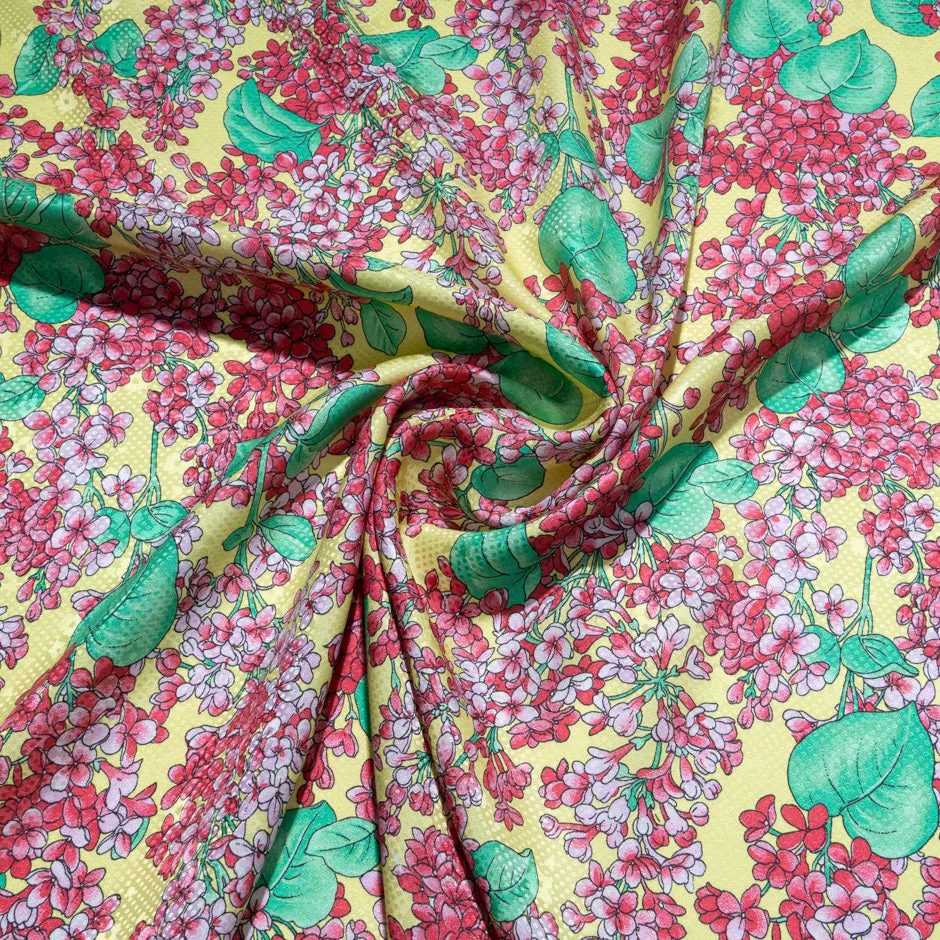 'Lady's Smock' Floral Printed Yellow Silk Jacquard