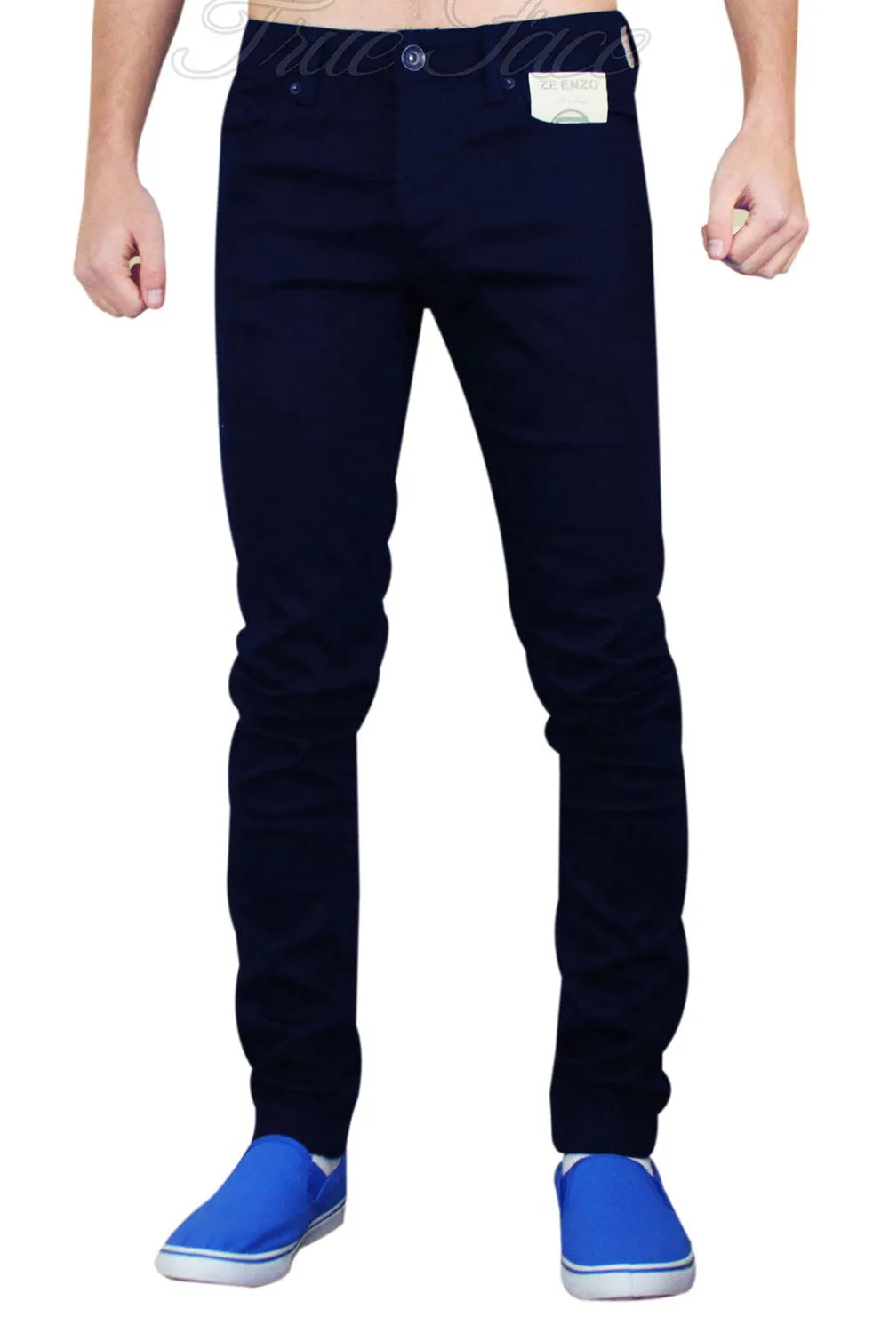 Mens Stretch Cuffed Skinny Slim Fit Jeans