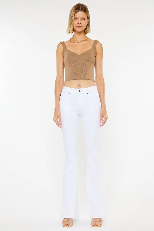 Mid Rise White Flare Jeans