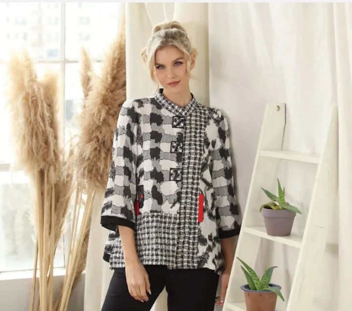 Moonlight Mixed-Media Print Jacket/ Blouse - 3819