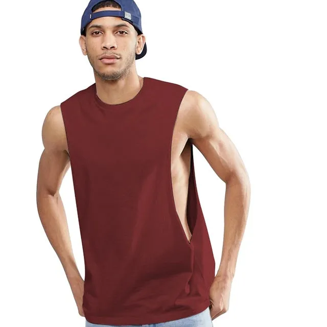 OA Fitness Men's Sleeveless Vest With Extreme Dropped Armhole Crew neck Regular fit Shirts Tank Tops