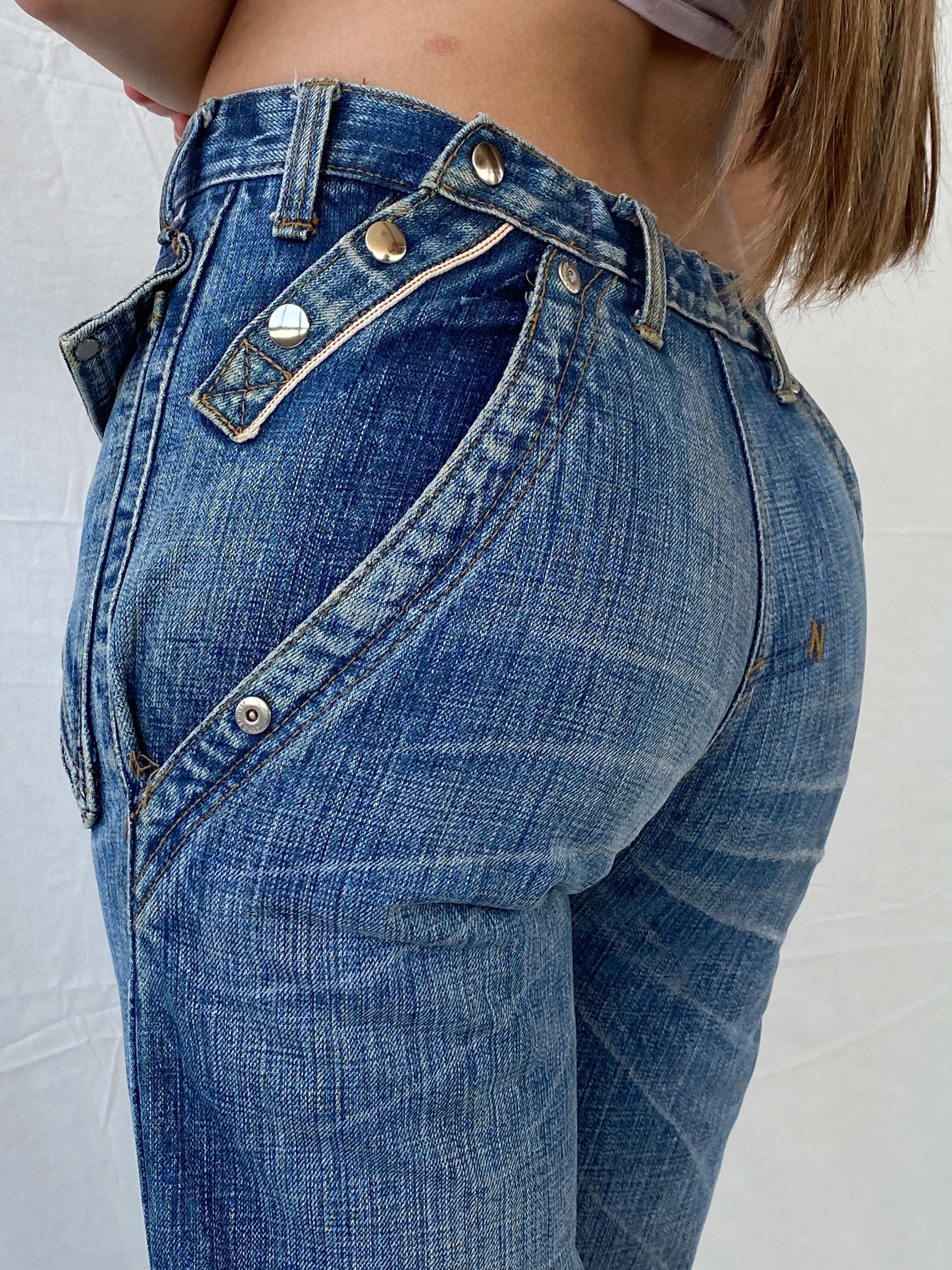 Rare Vintage Jeanne D’Art Biker Style Washed Heavy Jeans