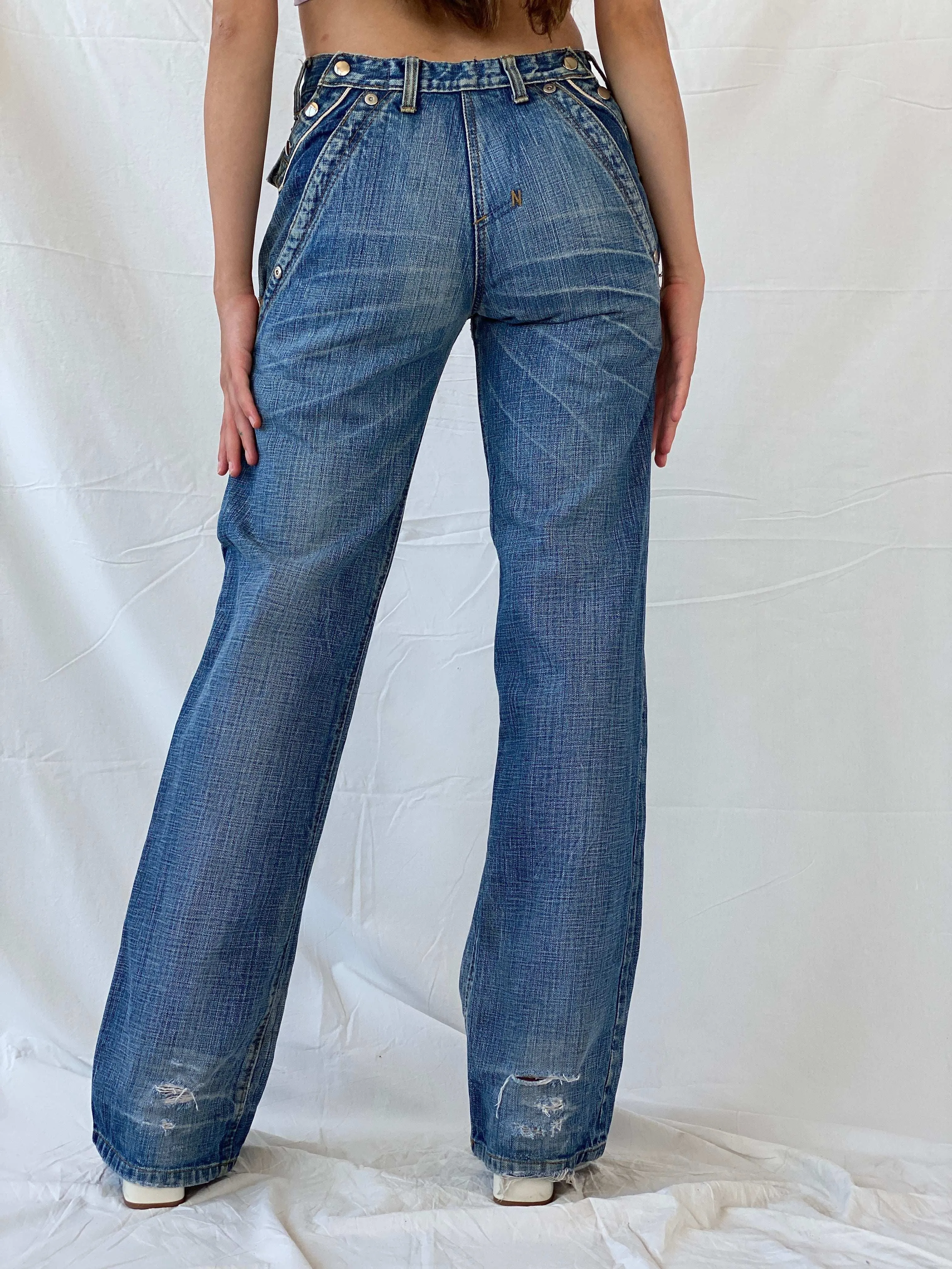 Rare Vintage Jeanne D’Art Biker Style Washed Heavy Jeans