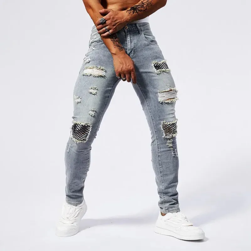 RESHAKE Ripped Slim Fit Stretch Jeans