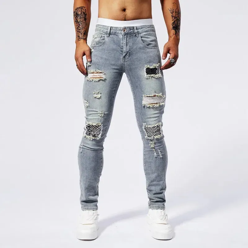 RESHAKE Ripped Slim Fit Stretch Jeans