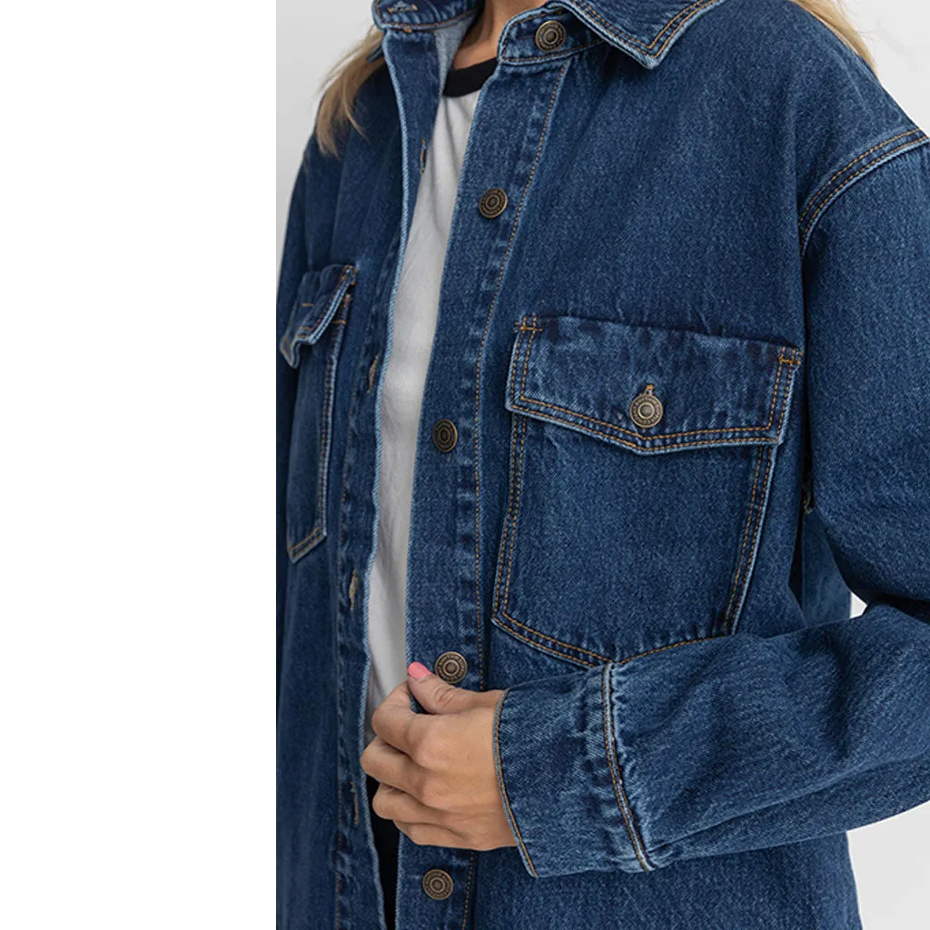 Rhythm Women's Oversized Denim Shacket - Dark Wash