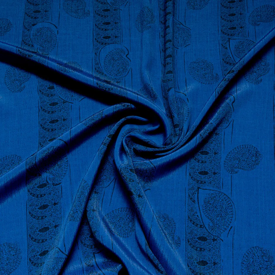 Rich Blue & Black Paisley Printed Viscose