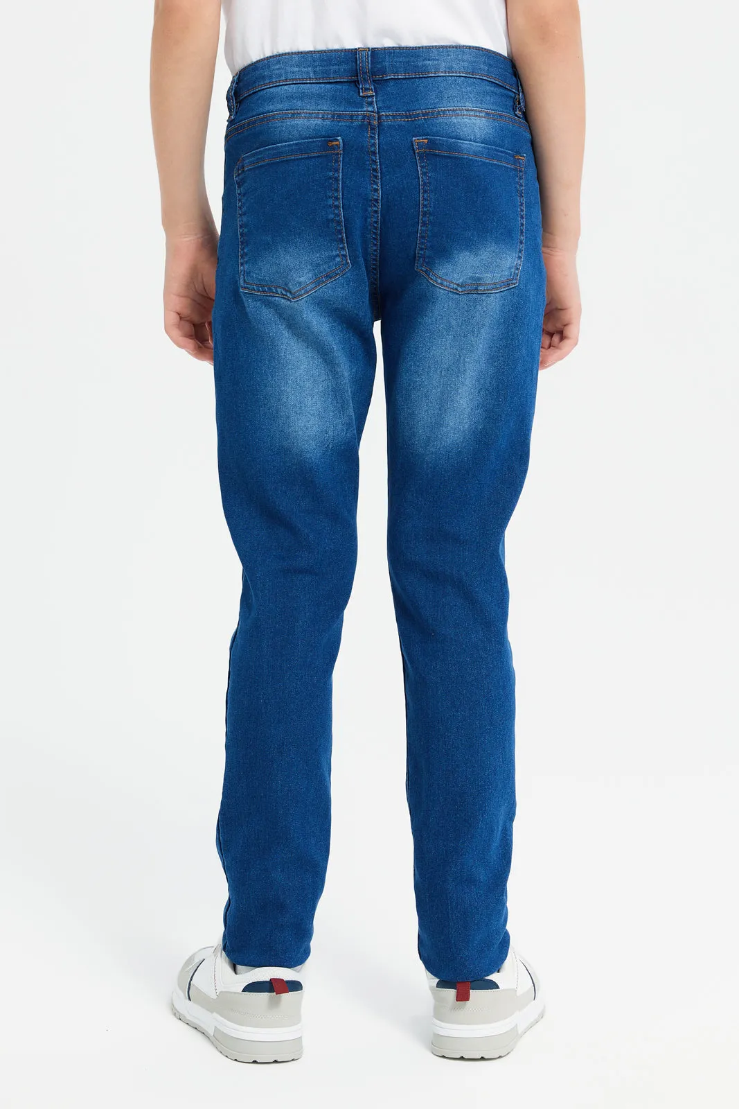 Senior Boys Blue Stretch Slim Fit Jeans