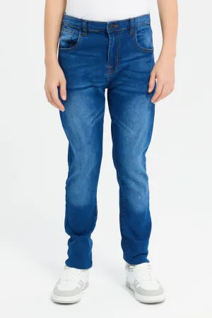 Senior Boys Blue Stretch Slim Fit Jeans