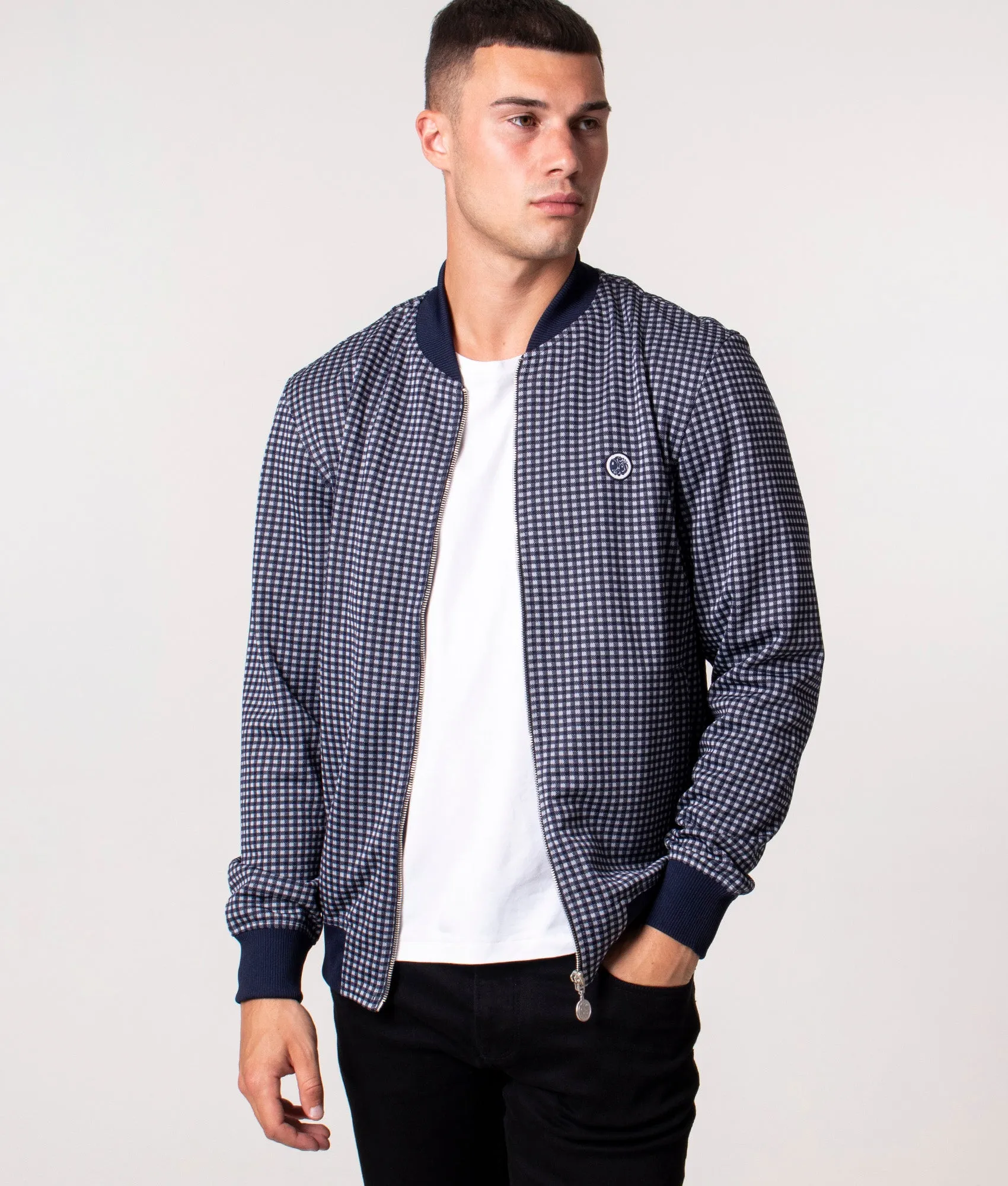 Slim Fit Gingham Bomber Jacket