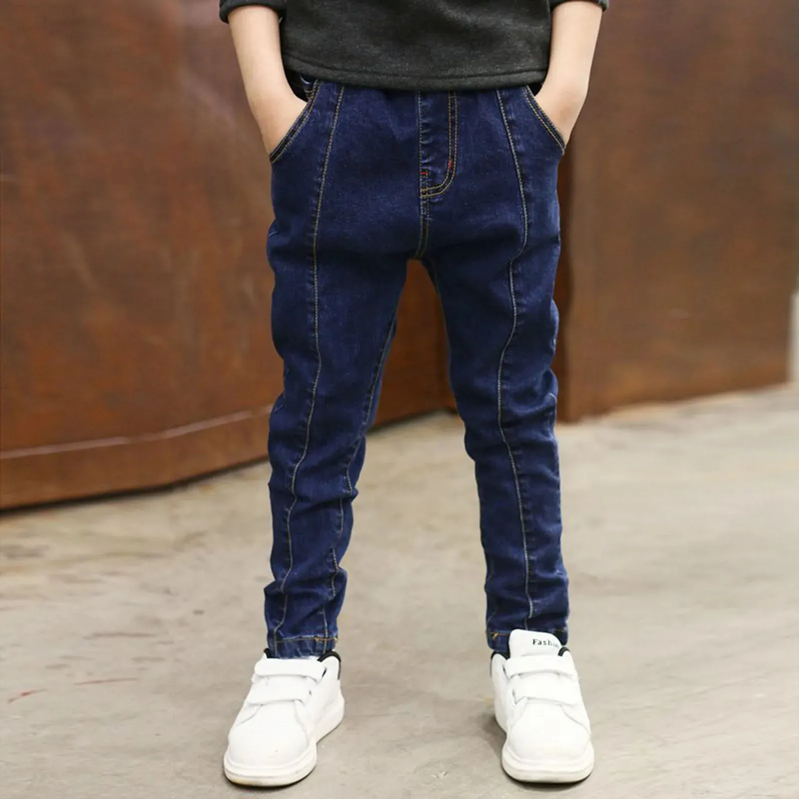 Straight Fit Denim Pants Stretch