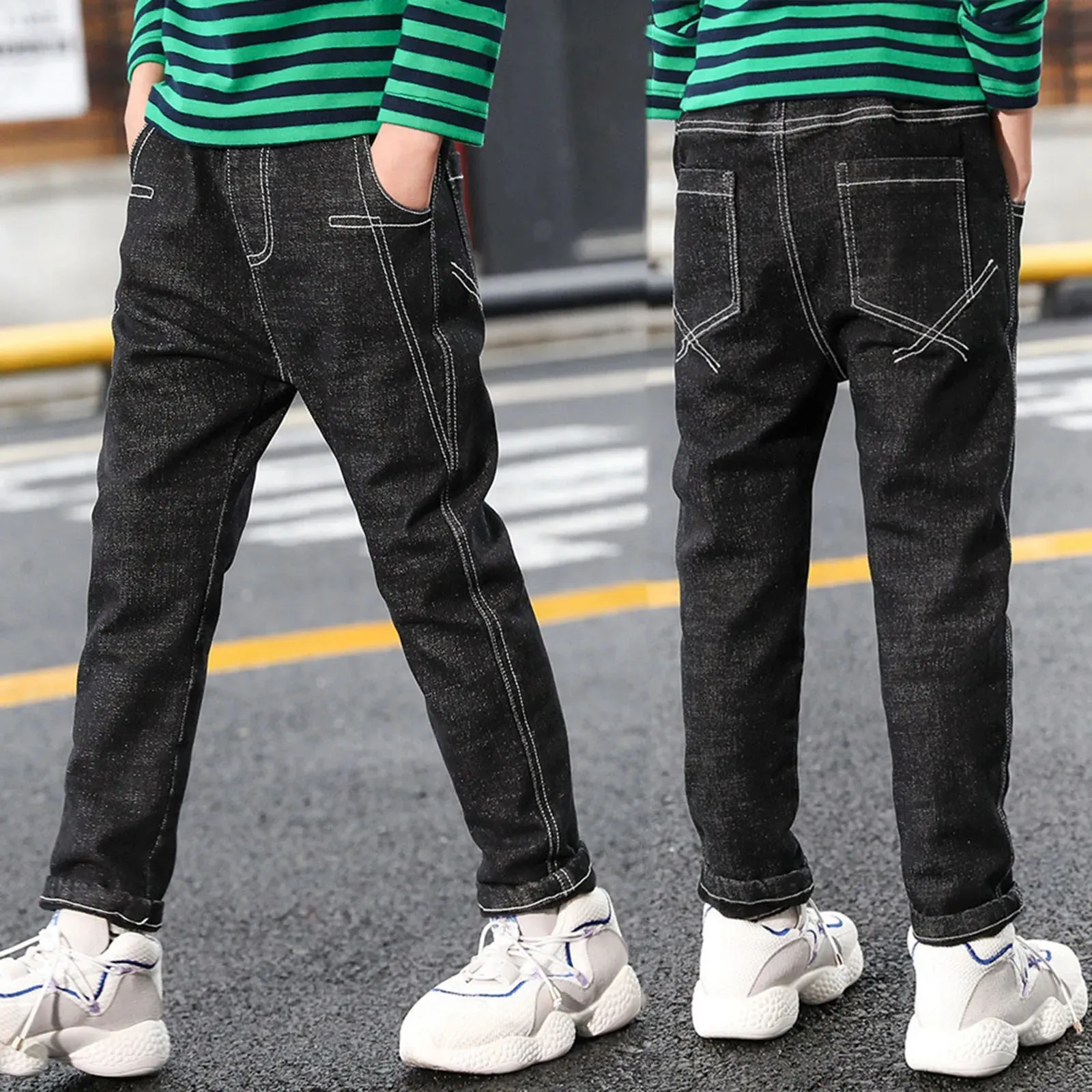 Straight Fit Denim Pants Stretch