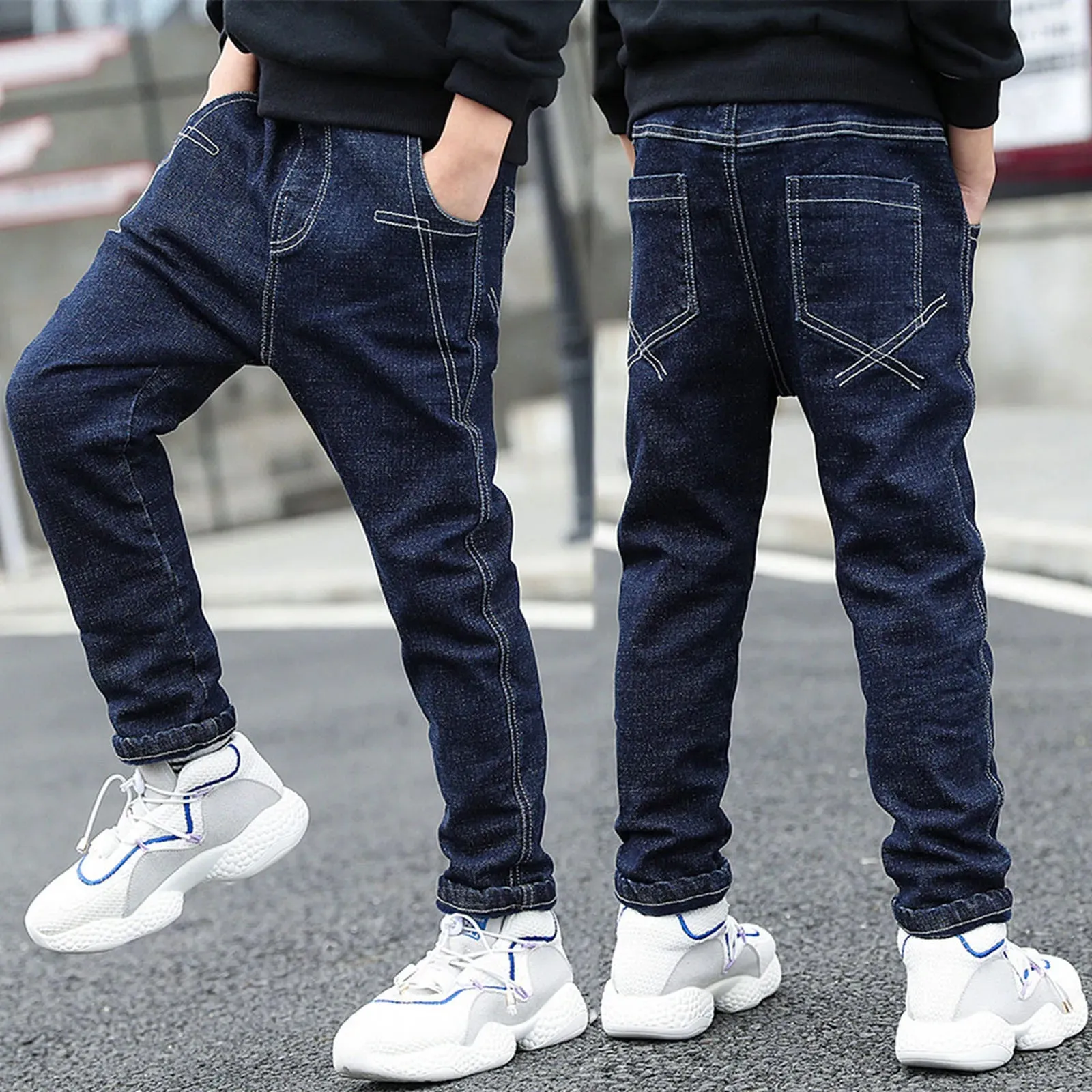 Straight Fit Denim Pants Stretch