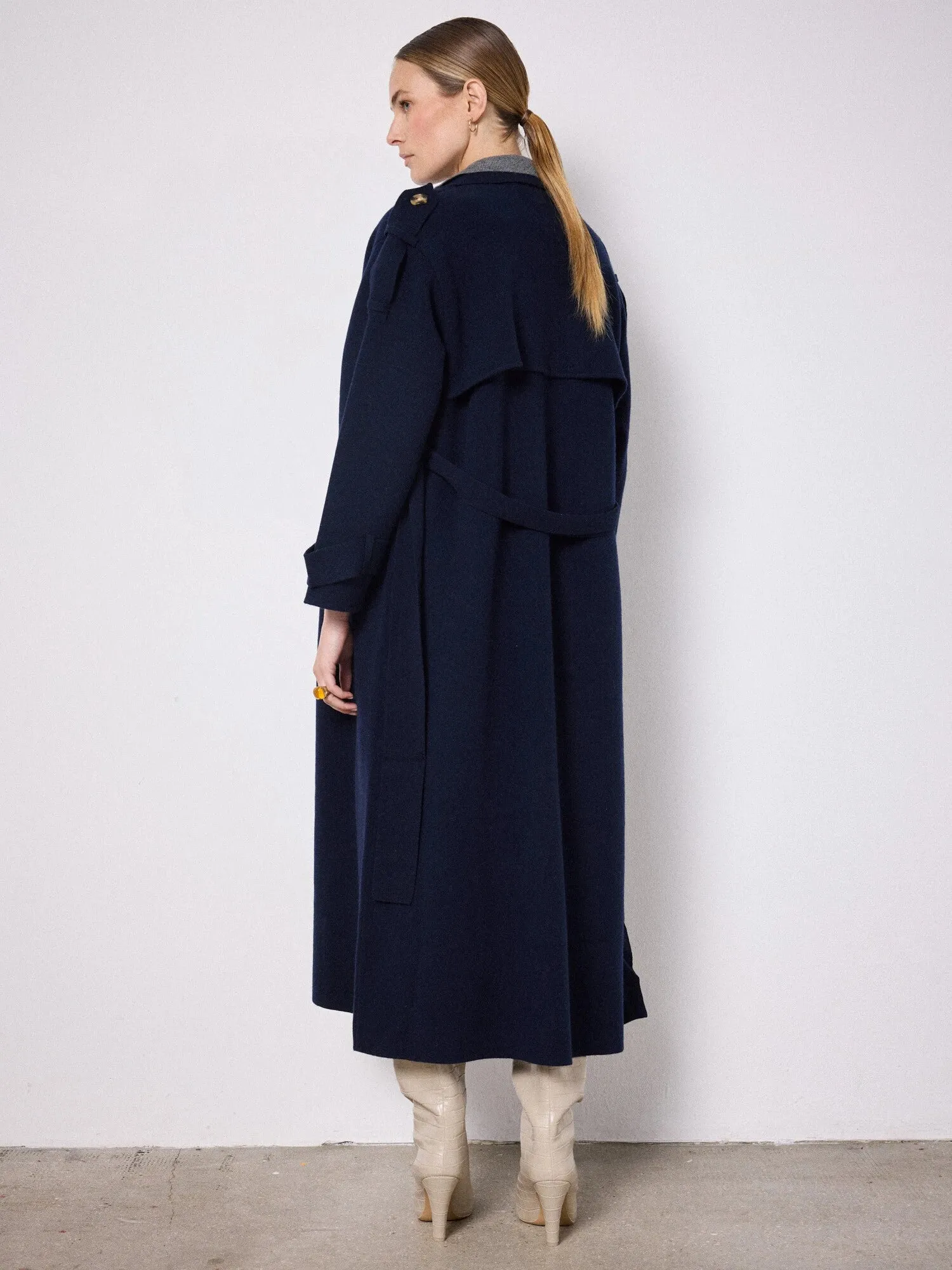 Talia Knitted Trench Marine