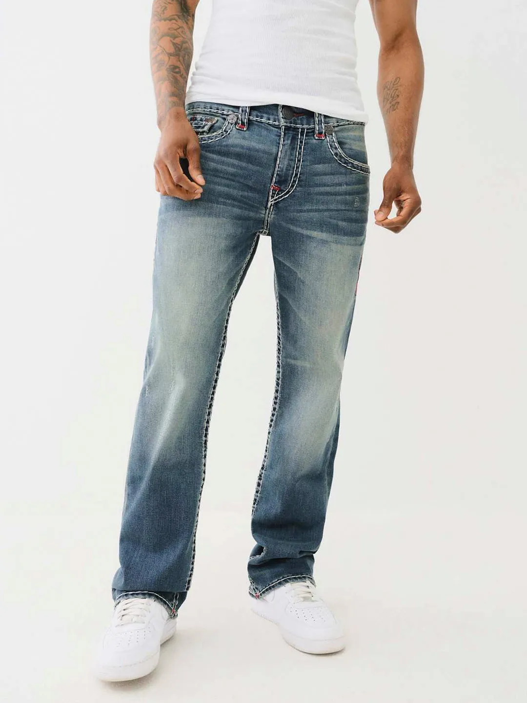 True Religion Super T Billy Bootcut Fit Blue Mid-Rise Washed Jeans