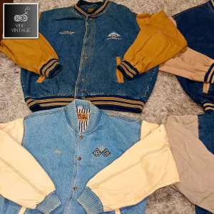 VINTAGE BASEBALL HEAVY DENIM JACKETS - 15 PCS