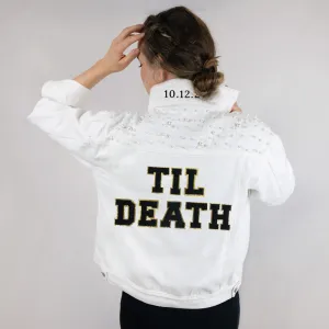 (White Pearl) Till Death Patch Denim Jacket