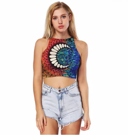 Wind Bell Feather Crop Top Sleeveless Shirt