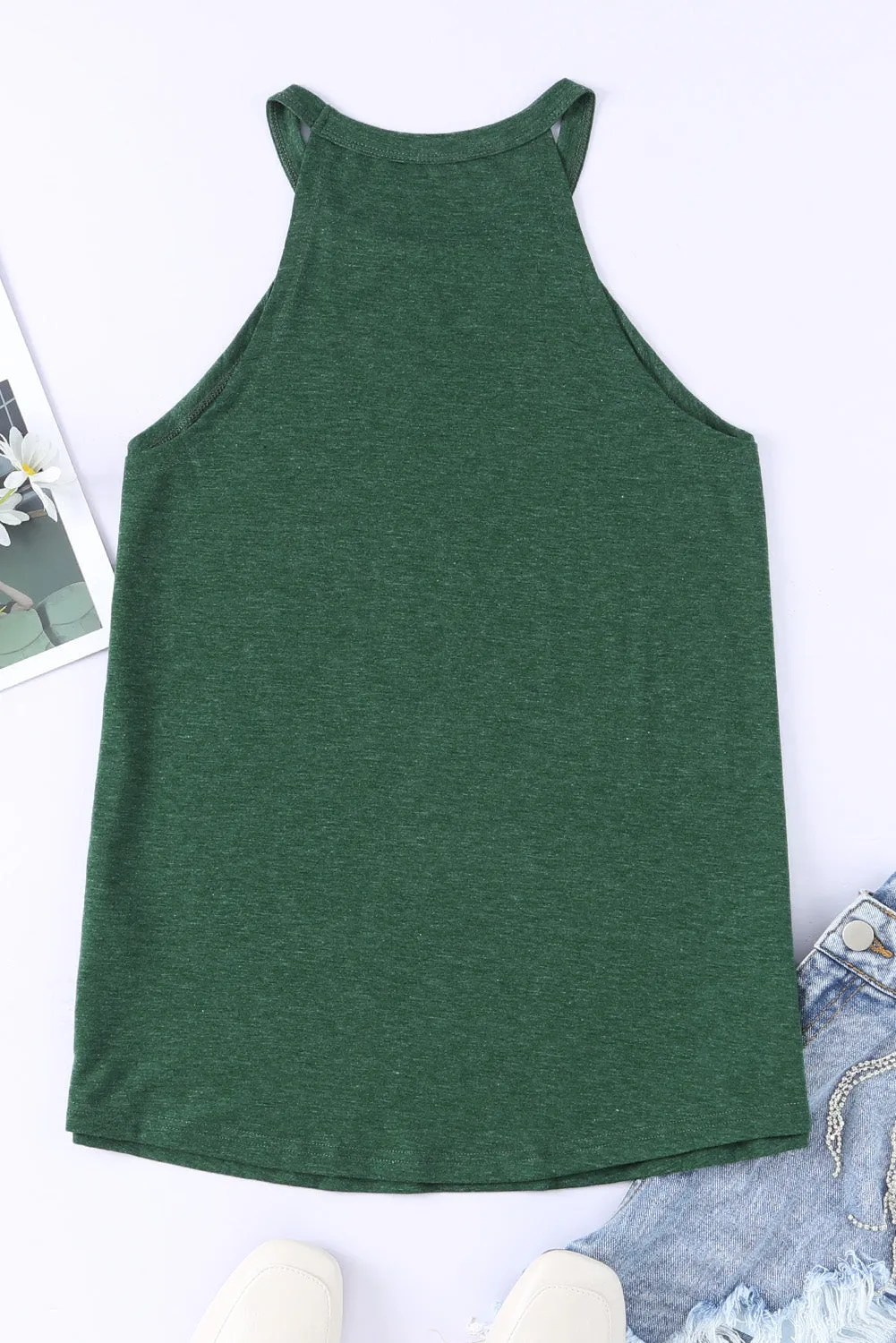 Womens Summer Halter High Neck Tank Top Sexy Sleeveless Shirts