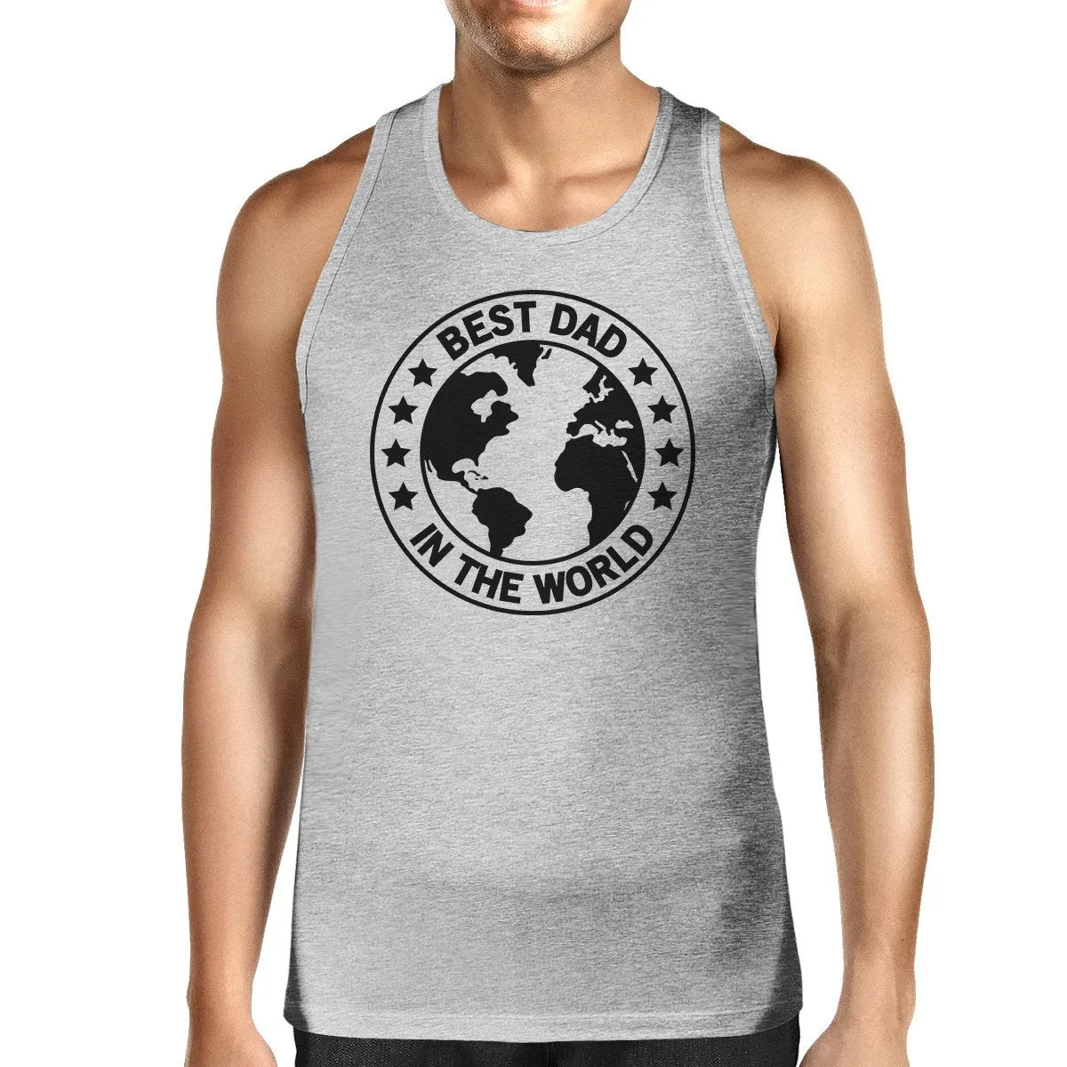 World Best Dad Mens Grey Sleeveless Tee Unique